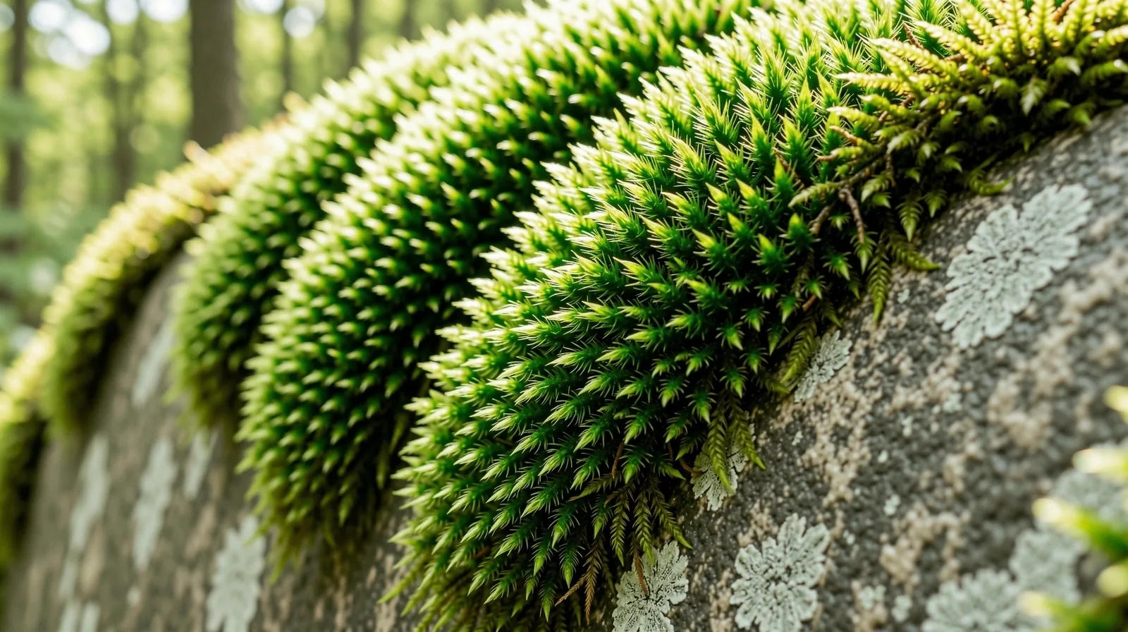Botanical textures of moss and stone
